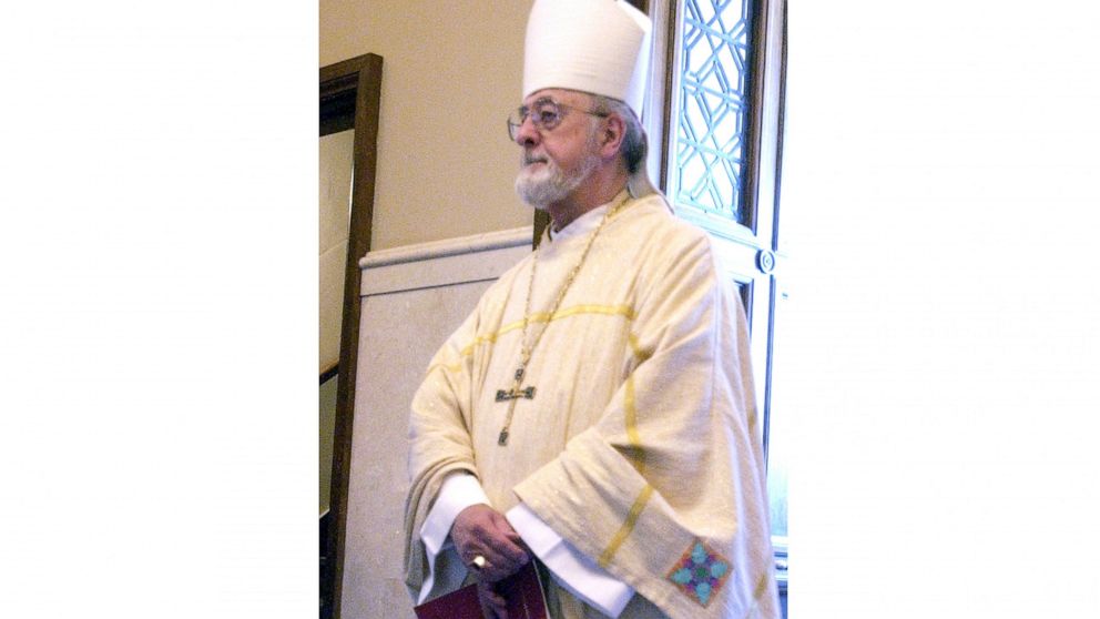 FILE - In this Aug, 28, 2002, file photo shows retired Archbishop Rembert Weakland at the Cathedral of St. John the Evangelist in Milwaukee, Wis. Archbishop Weakland, a liberal voice in the American Catholic Church, who left the position amid the chu