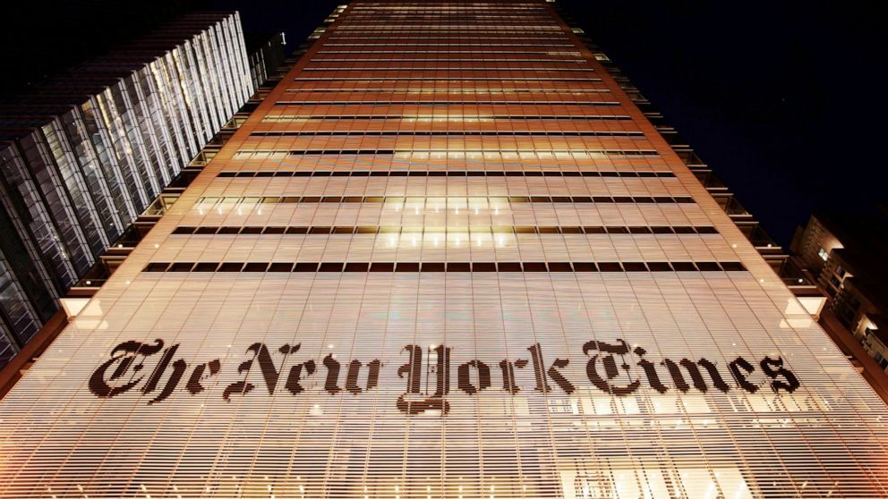 FILE - The New York Times building is shown on Oct. 21, 2009, in New York. The New York Times is bracing for a 24-hour walkout Thursday, Dec. 8, 2022, by hundreds of journalists and other employees, in what would be the first strike of its kind at th