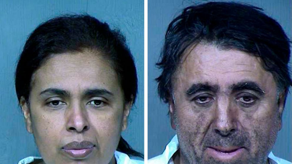 This undated booking photos provided by the Maricopa County Sheriff's Office shows Maribel Loera, left, and Rafael Loera. A murder charge has been filed against Maribel Loera, 51, and Rafael Loera, 57, jailed on charges of child abuse and concealing 