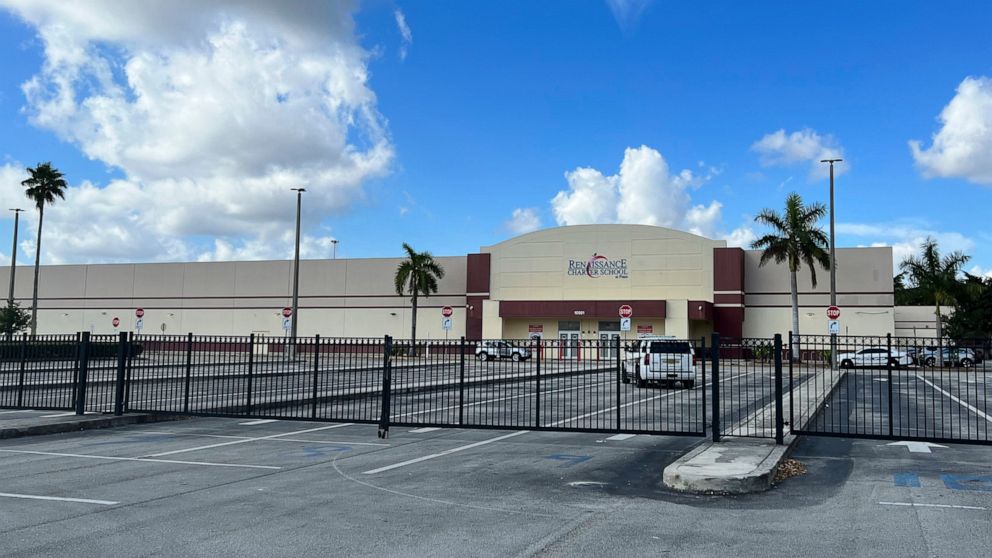 The entrance to Renaissance Charter School is shown on Friday, Feb. 11, 2022. A 12-year-old girl is accused of “maliciously” impersonating a fellow student by creating fake Instagram and email accounts to threaten students and staff at their South Fl