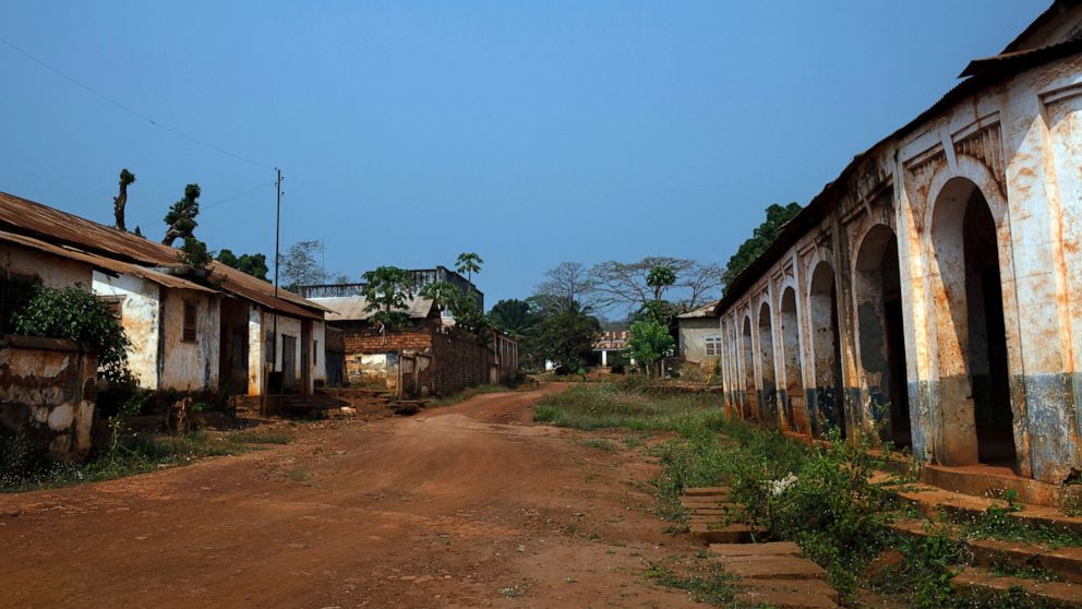 FILE - The streets of Bangassou, Central African Republic, remain empty on Feb. 13, 2021, as most residents fled when rebels attacked with heavy weapons on Jan. 3. The U.N. Security Council voted Friday, July 29, 2022, to relax the arms embargo again