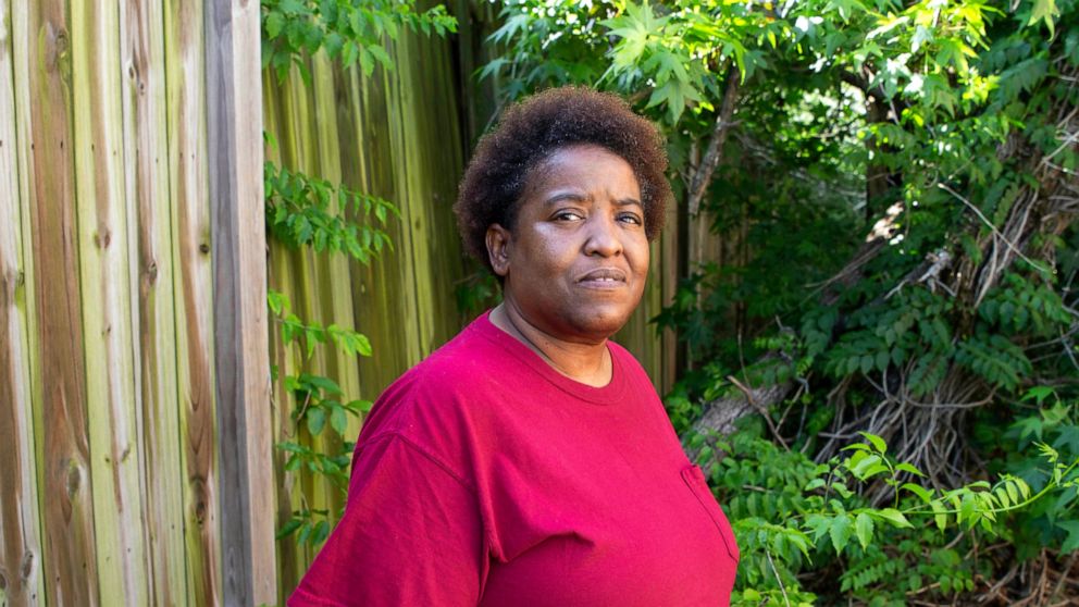 Letitia Sanabria poses for a portrait in Baton Rouge, La., Sunday, May 2, 2021. A national effort helping to bail poor and low-income people out of jail formally announced on Tuesday, May 4, its expansion into the Deep South. Sanabria still weeps whe
