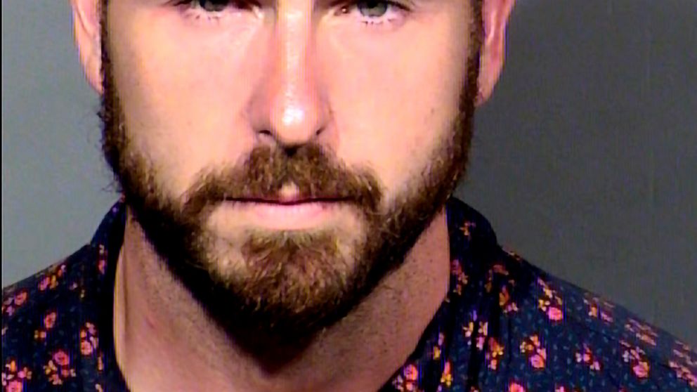 This undated Clark County Detention Center photo shows Stefan Mathias Hutchison, 33, of Oakland, Calif., following his arrest on charges that he breached security on Sunday, Aug. 14, 2022, at Harry Reid International Airport, sparking panic among tra