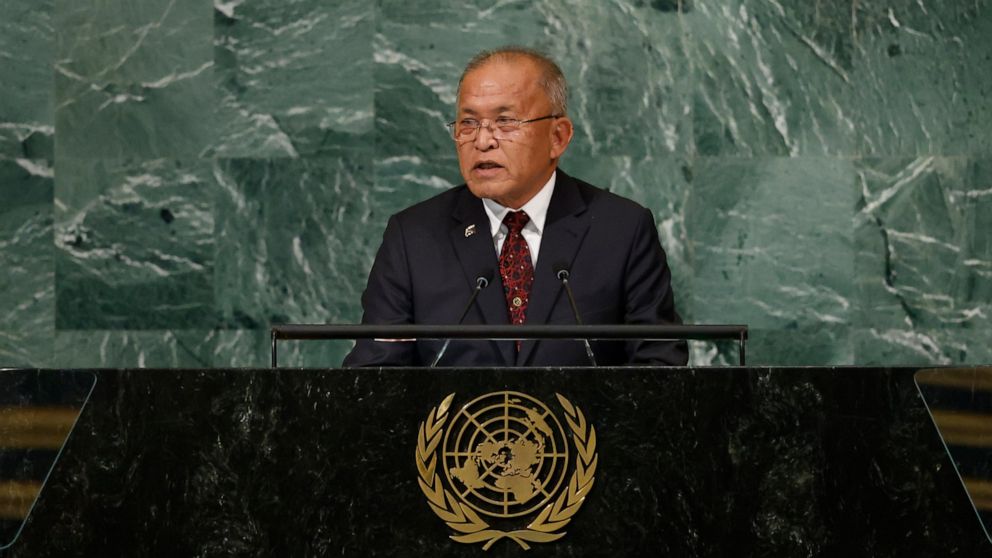 President of the Marshall Islands David Kabua addresses the 77th session of the United Nations General Assembly, at U.N. headquarters, Tuesday, Sept. 20, 2022. (AP Photo/Jason DeCrow)