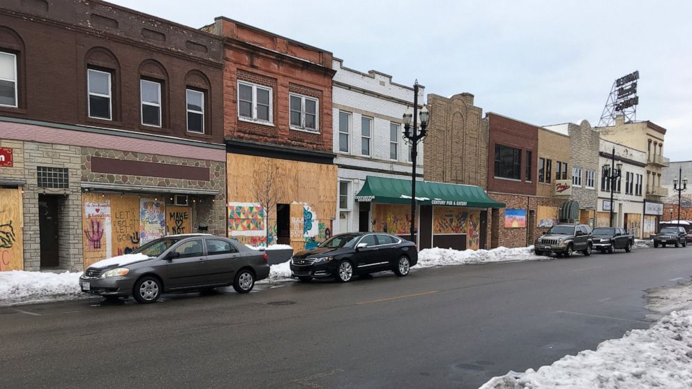 Windows are boarded up in Kenosha, Wis., Thursday, Jan. 7. 2021. The chaotic protests that everyone feared would ensue after a prosecutor decided this week not to charge a Wisconsin police officer who shot Jacob Blake, a Black man, in the back haven'