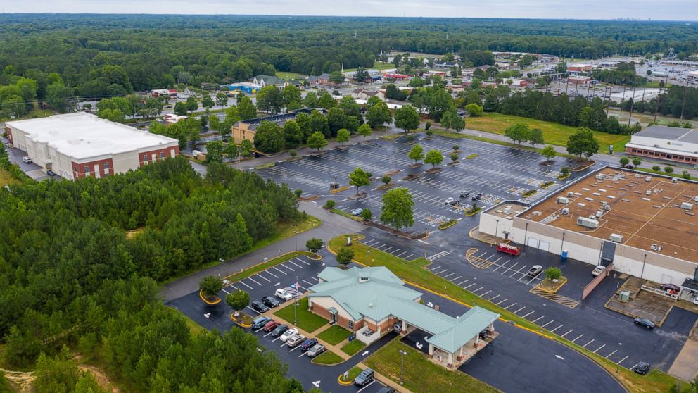 FILE - This aerial drone photo shows the Call Federal Credit Union building, front, Tuesday June 16, 2020, in Midlothian, Va. A warrant that used Google location history to find people near the scene of a 2019 bank robbery violated their constitution