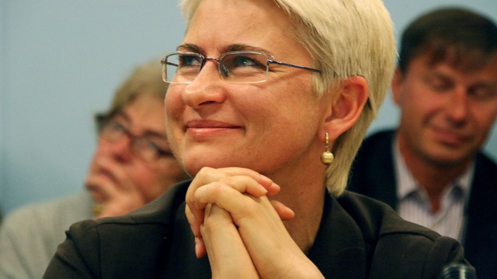 FILE - This 2012 file photo provided by Juozas Valiusaitis shows Neringa Venckiene in Lithuania. A lawyer for Venckiene, a former Lithuanian judge and parliament member jailed in Chicago, said Monday, July 22, 2019 that a new court ruling could be a 