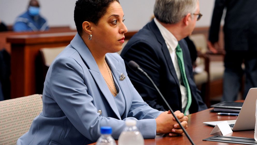 FILE - St. Louis Circuit Attorney Kim Gardner appears at her disciplinary hearing on April 11, 2022, in St. Louis. Missouri Attorney General Eric Schmitt asked a judge on Thursday, Dec. 8, 2022 to sanction Gardner, accusing her of concealing evidence