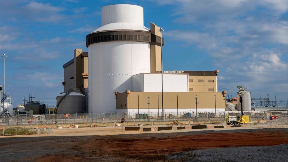 In this image provided by Georgia Power, the outside of the Unit 3 reactor containment building at Plant Vogtle in Waynesboro, Ga., is shown on Thursday, Oct. 13, 2022. Georgia Power Co. and the other owners of the $30 billion nuclear plant expansion
