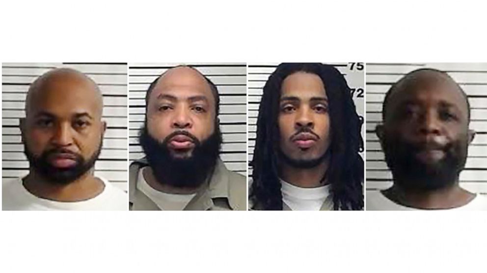 This photo provided by Federal Bureau of Prisons shows from left, Corey Branch, Tavares Lajuane Graham, Lamonte Rashawn Willis and Kareem Allen Shaw. Federal officials say four inmates have escaped from a federal prison’s satellite camp in Virginia. 