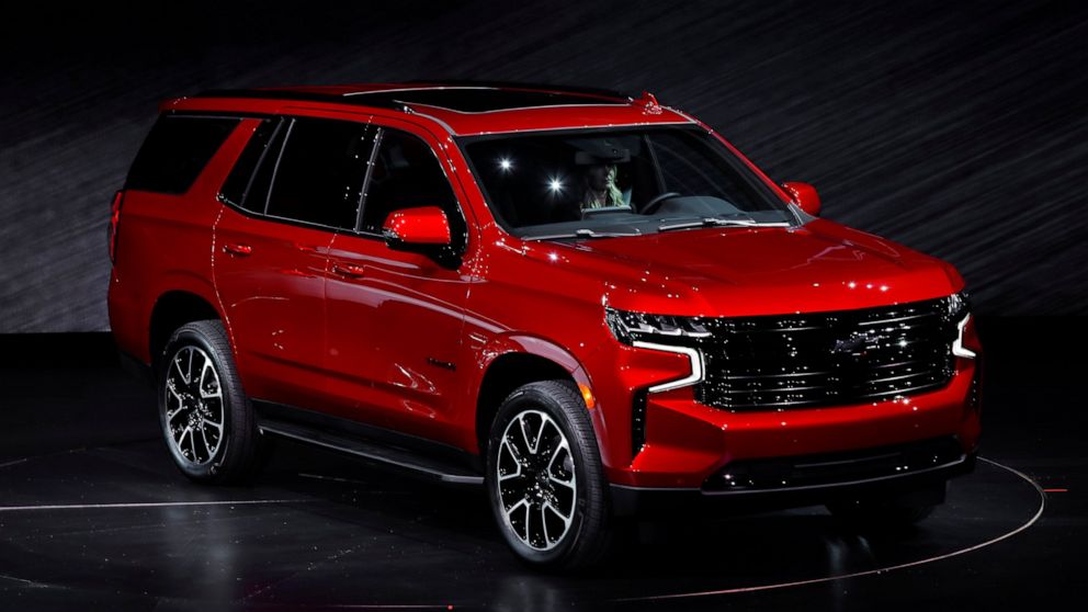 The 2021 Chevrolet Tahoe RST is unveiled in Detroit, Tuesday, Dec. 10, 2019. Global concerns about climate change are not stopping General Motors from making hulking SUVs for U.S. drivers. GM on Tuesday rolled out the next generation of its big truck