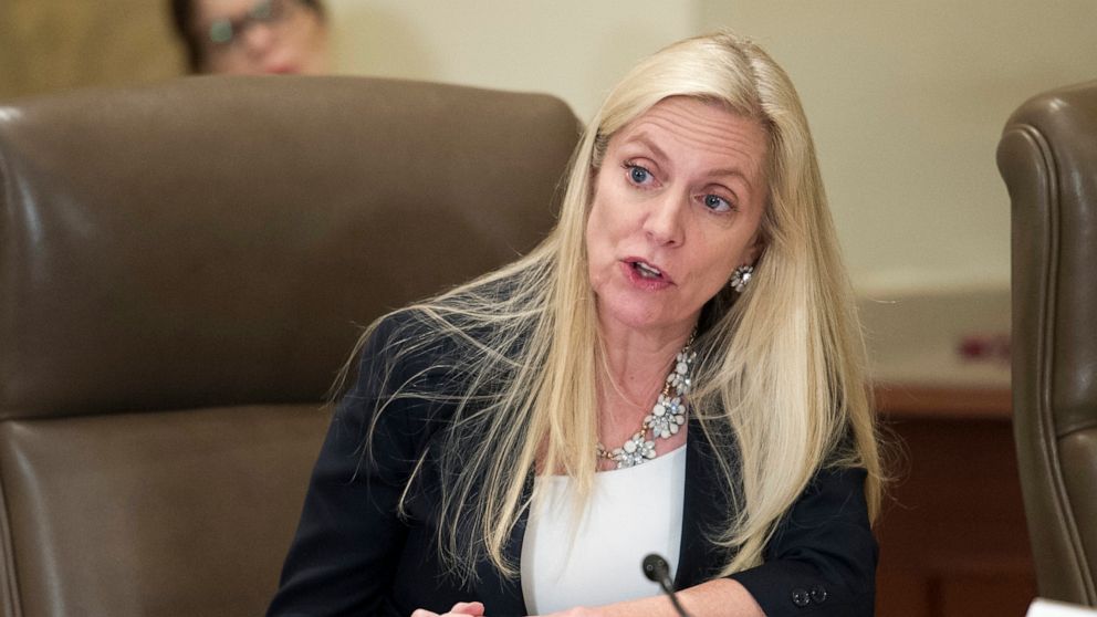 FILE- In this June 14, 2018, file photo Federal Reserve Board Governor Lael Brainard participates in an open meeting in Washington. The U.S. Senate on Tuesday, April 26, 2022 approved Brainard to a four-year term as vice chair of the Federal Reserve,