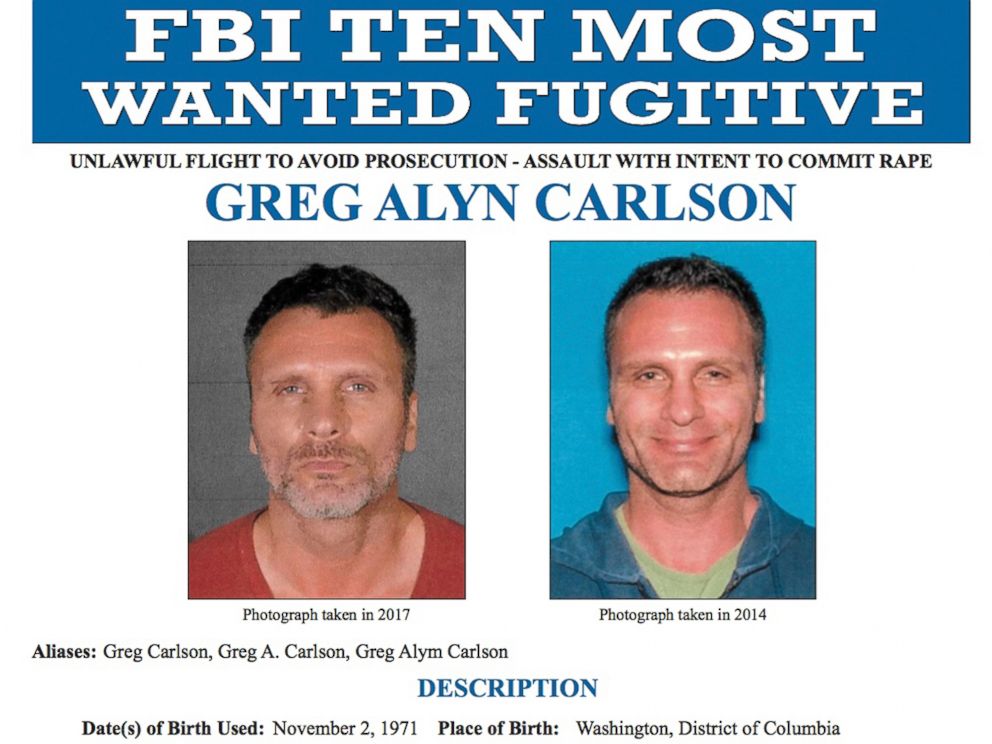 FILE - This undated file photos released on Thursday, Sept. 27, 2018 by the FBI shows an FBI wanted poster of Greg Alyn Carlson. The FBI tracked Carlson, a man they think was one of the countrys 10 most-wanted fugitives, to a North Carolina motel, w