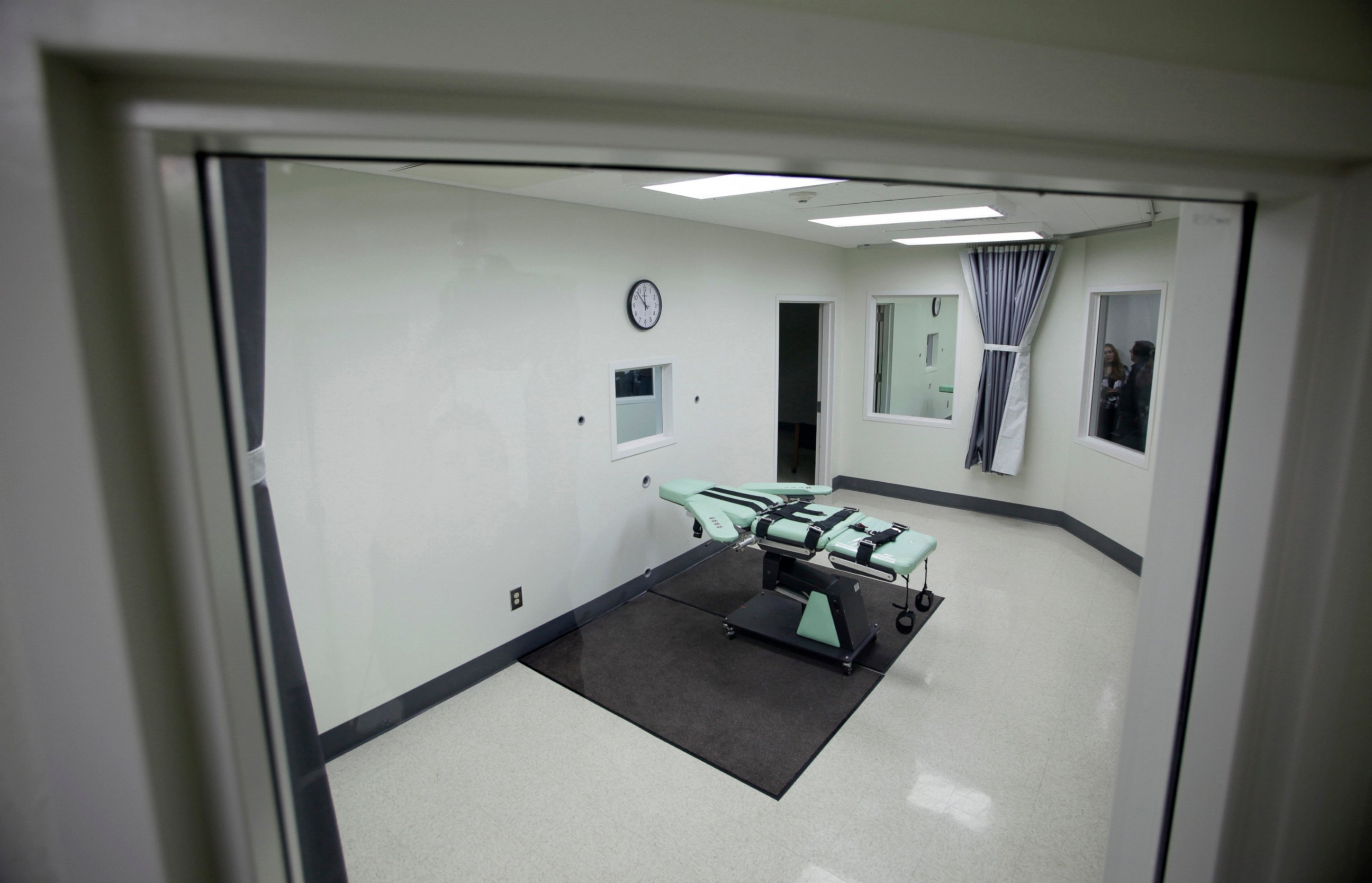 This Sept. 21, 2010, file photo shows the interior of the lethal injection facility at San Quentin State Prison in San Quentin, Calif. Gov. Gavin Newsom is expected to sign a moratorium on the death penalty.