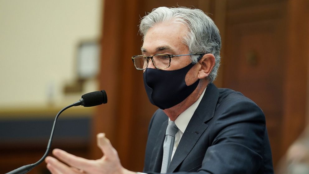 Federal Reserve Chairman Jerome Powell testifies before a House Financial Services Committee hearing on Capitol Hill in Washington, Wednesday, Dec. 2, 2020. (Greg Nash/Pool via AP)