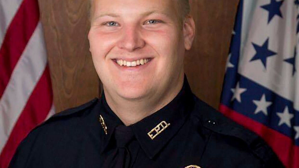 This undated photo provided by the Fayetteville Police Department shows Officer Stephen Carr. Carr was fatally shot Saturday night, Dec. 7, 2019 while sitting in his patrol vehicle outside police headquarters in Fayetteville, Ark. (Fayetteville Polic