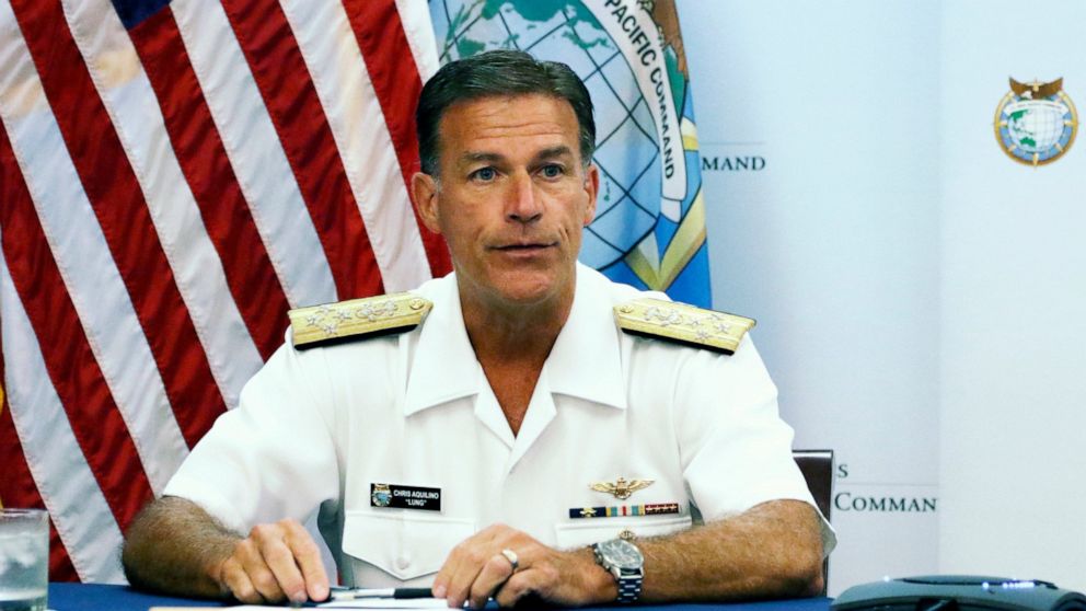 FILE - Adm. John Aquilino, U.S. Indo-Pacific Command commander, speaks at a news conference at Camp H.M. Smith, Hawaii, on June 30, 2022. Adm. Aquilino said Monday, Aug. 1, that he wants to expand and strengthen its ties with New Zealand. His visit t