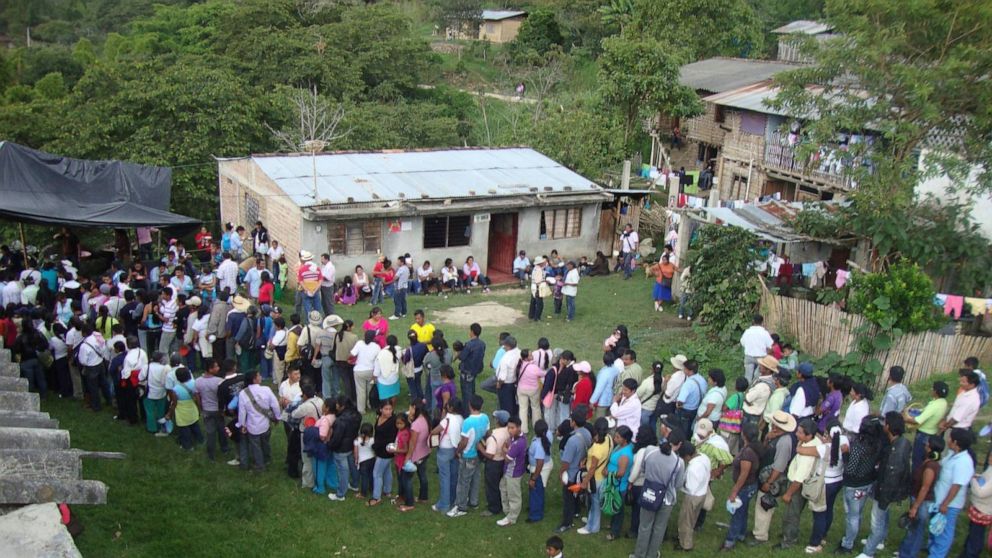 Members of Inzá, a community-based organization of peasants in Cauca, Colombia, gather for a General Assembly of the Asociación Campesina de Inzá Tierra Adentro in 2011. The group will be one of hundreds of nonprofits aided in Colombia, Peru and Vene