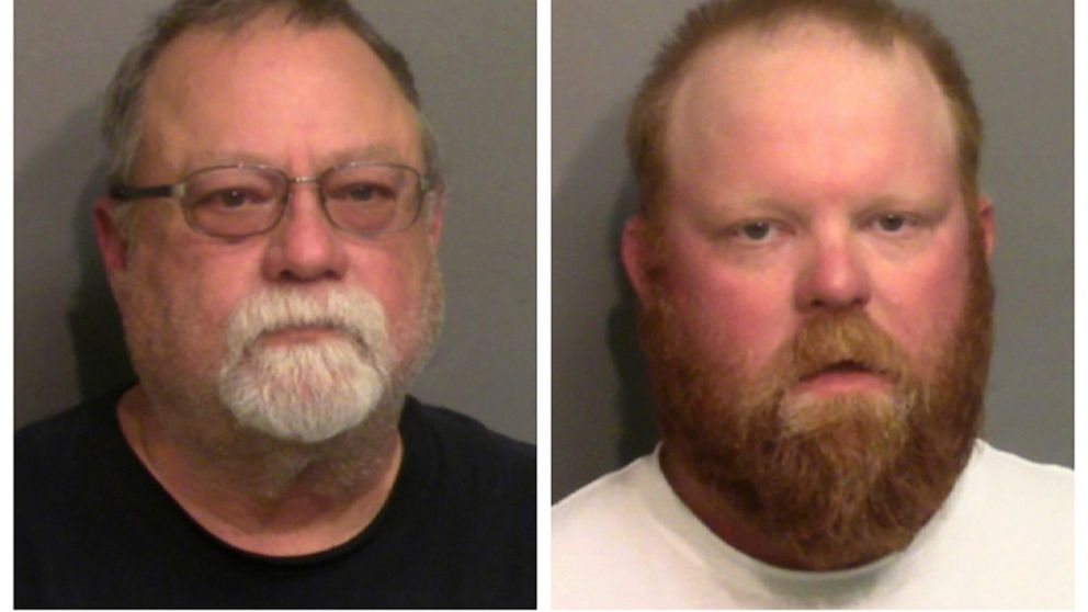 This photo combo of images taken Thursday, May 7, 2020, and provided by the Glynn County Detention Center, in Georgia, show Gregory McMichael, left, and his son Travis McMichael. A prosecutor on Wednesday, June 24, 2020 announced that three men have 