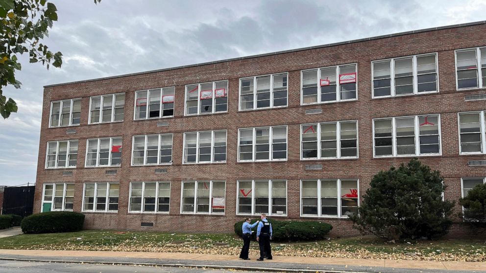 The outside of Central Visual and Performing Arts High School in St. Louis, on Monday, Oct. 24, 2022. A fatal shooting just after 9 a.m. at the high school forced students to barricade doors and huddle in classroom corners, jump from windows and run 