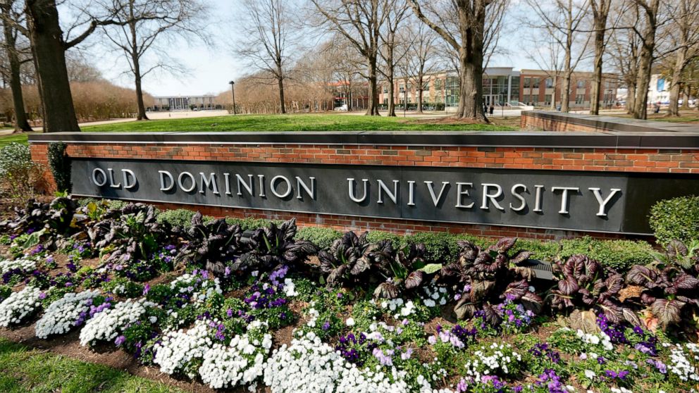 Flowers bloom in front of Old Dominion University on March 12, 2020, in Norfolk, Va. An Old Dominion University professor announced that they will resign in the wake of threats made over their recently published book, which includes interviews of mor