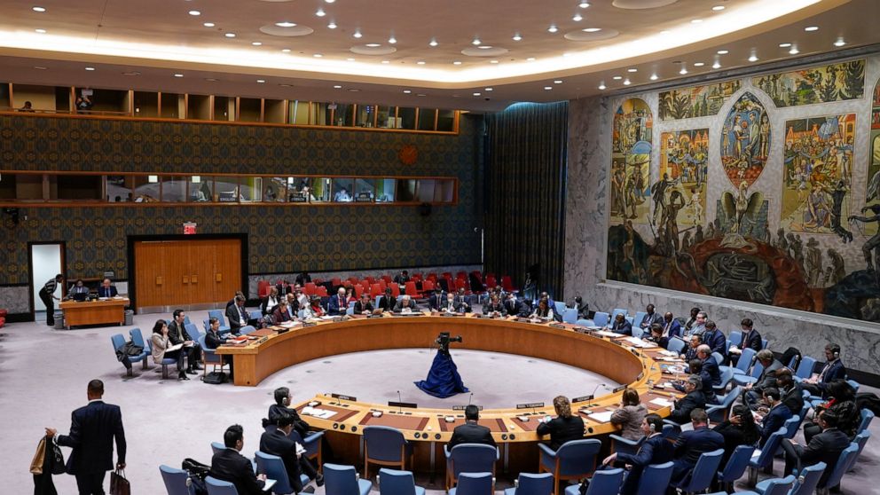 FILE - The Security Council meets at United Nations headquarters, on Nov. 21, 2022. The U.N. Security Council approved its first-ever resolution on Myanmar on Wednesday, Dec. 21, 2022, demanding an immediate end to violence in the Southeast Asian nat