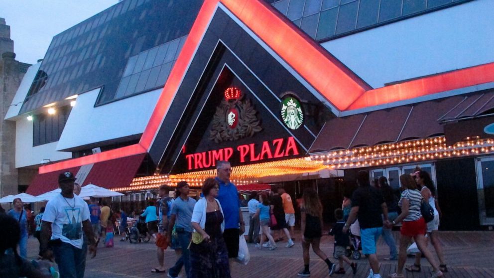 This July 24, 2014 photo shows the former Trump Plaza casino in Atlantic City, N.J. On Wednesday, Dec. 16, 2020, Atlantic City Mayor Marty Small announced the city will auction off the right to push the button to dynamite the former casino, which is 