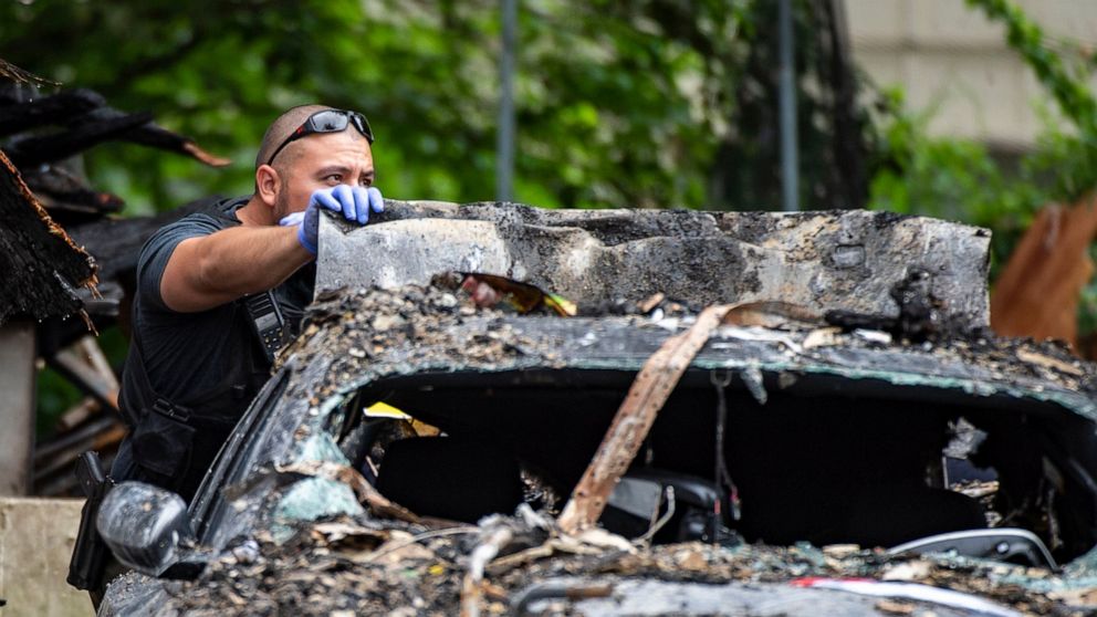 Various law enforcement agencies were on the scene Tuesday, June 29, 2021, at a duplex in Raytown, Missouri, to investigate the cause of an explosion that happened Monday night that killed one person and injured several others. A spokesperson for the