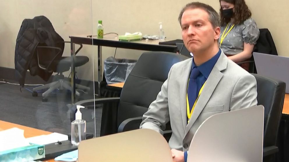 In this image from video, former Minneapolis police Officer Derek Chauvin listens as his defense attorney Eric Nelson gives closing arguments as Hennepin County Judge Peter Cahill preside Monday, April 19, 2021, in the trial of Chauvin at the Hennepi