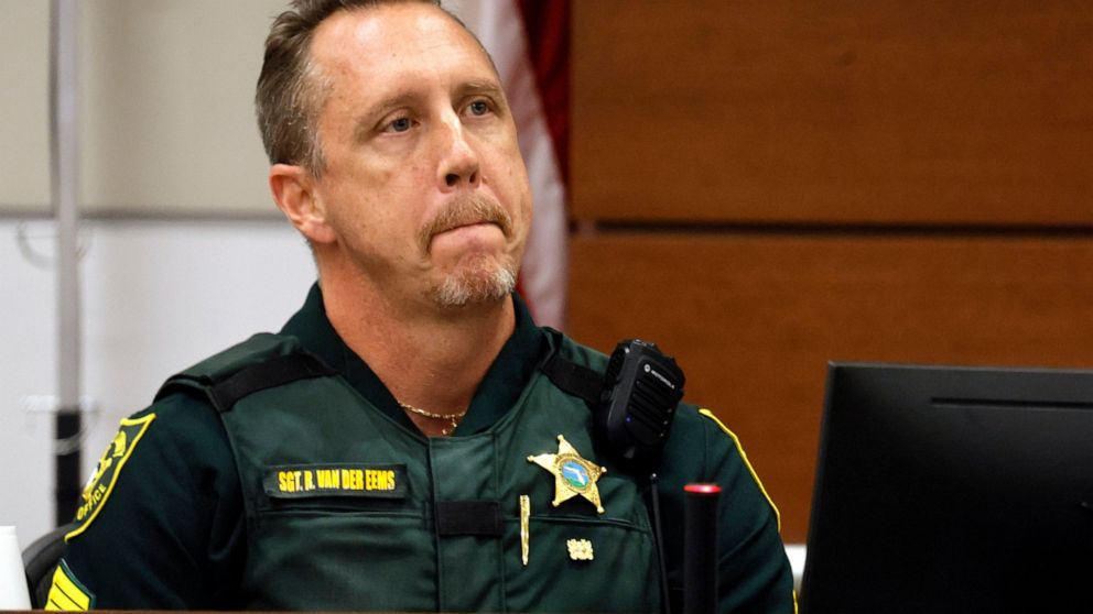 Broward Sheriff's Office Sgt. Richard Van Der Eems describes the scene he encountered at the school after the mass shooting as he testifies during the penalty phase trial of Marjory Stoneman Douglas High School shooter Nikolas Cruz, Friday, July 22, 