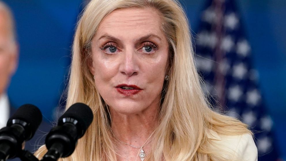 FILE - Lael Brainard, President Joe Biden's nominee to be Vice Chair of the Federal Reserve, speaks during an event in the South Court Auditorium on the White House complex in Washington on Nov. 22, 2021. The Senate Banking Committee approved Brainar