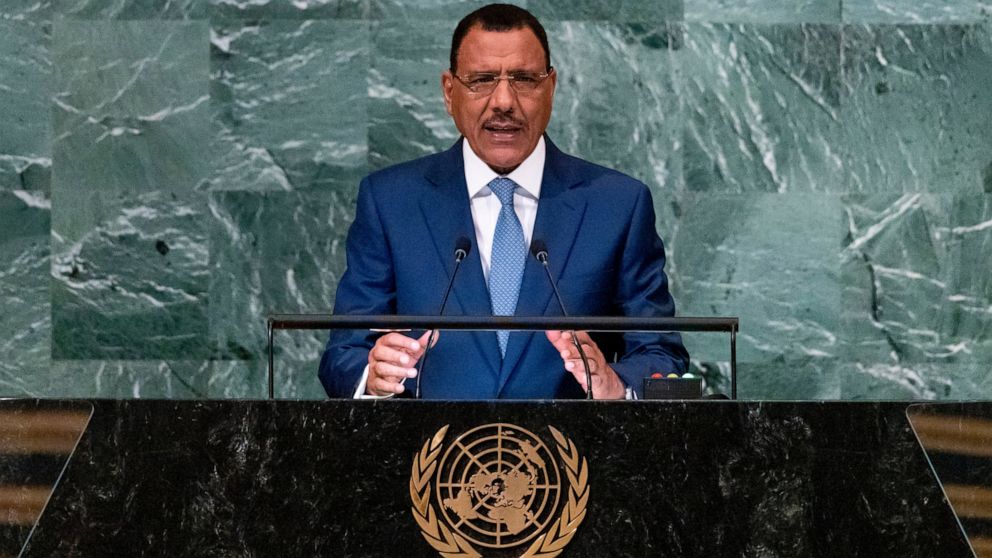 President of Niger Mohamed Bazoum addresses the 77th session of the United Nations General Assembly, Thursday, Sept. 22, 2022 at U.N. headquarters. (AP Photo/Julia Nikhinson)