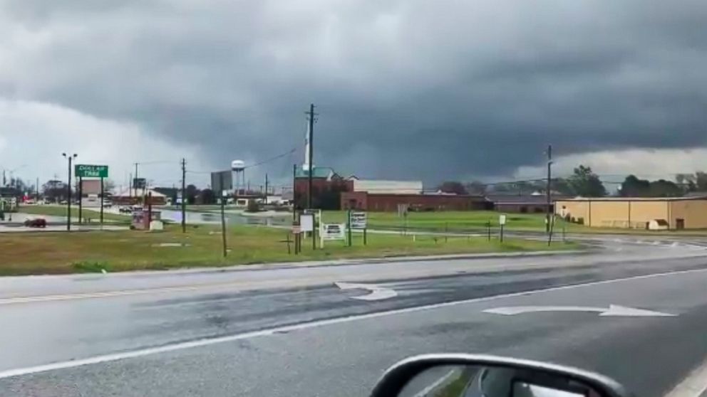 This photo provided by Greg Martin shows a funnel cloud in Byron, Ga., Sunday, March 3, 2019. The National Weather Service on Sunday issued a series of tornado warnings stretching from Phenix City, Alabama, near the Georgia state line to Macon, Georg