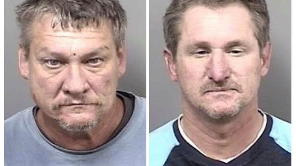 This combo of photos provided by the Citrus County Sheriff’s Office show Roy Lashley, 55, left, and Robert Lashley, 52. The two Florida men have been charged with a federal hate crime for allegedly beating a Black man in a store parking lot while yel