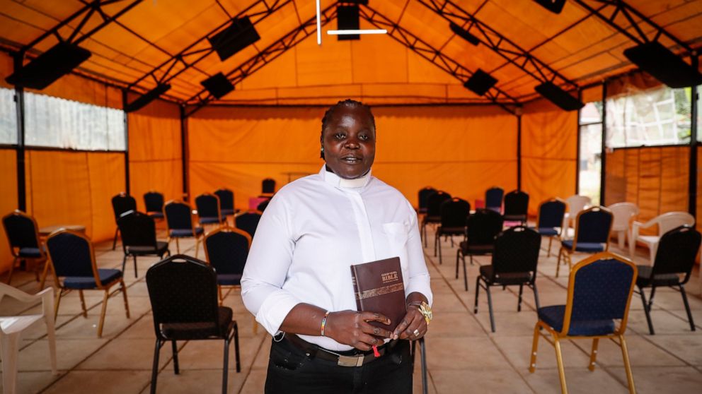 Associate Pastor Caroline Omolo stands for a portrait at the Cosmopolitan Affirming Community church, which serves a predominantly LGBTQ congregation, in Nairobi, Kenya Monday, Oct. 11, 2021. “They have always organized a group to maybe silence us or