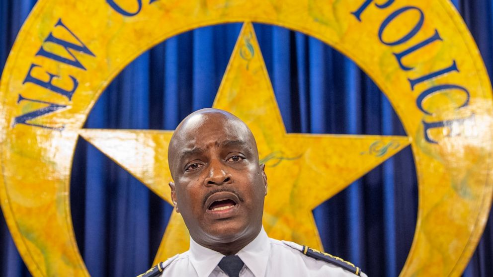 FILE - New Orleans Police Supt. Shaun Ferguson addresses the recent uptick in crime during a news conference on Jan. 19, 2022, in New Orleans. Ferguson announced his retirement Tuesday, Dec. 6, 2022, after four years punctuated by a disastrous buildi
