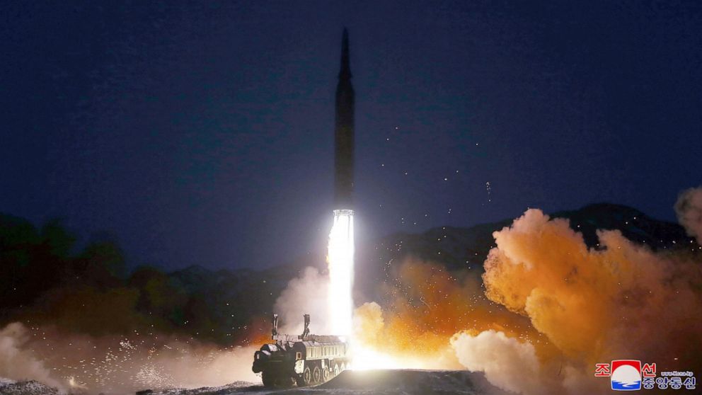 FILE - This photo provided by the North Korean government shows what it says a test launch of a hypersonic missile on Jan. 11, 2022 in North Korea. North Korea on Friday, Jan. 14, berated the Biden administration for imposing fresh sanctions against 