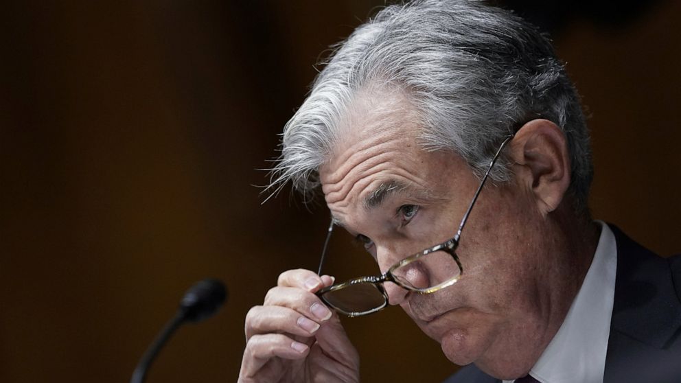 Federal Reserve Board Chairman Jerome Powell testifies during a Senate Banking Committee hearing, Thursday Sept. 24, 2020 on Capitol Hill in Washington about the CARES Act and the economic effects of the coronavirus pandemic. (Drew Angerer/Pool via AP)
