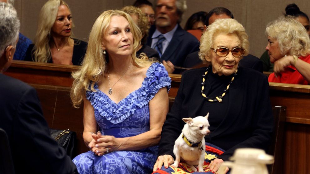 FILE - Abigail Kawananakoa, right, and her wife Veronica Gail Worth, appear in state court in Honolulu on Sept. 10, 2018. Kawananakoa, the so-called last Hawaiian princess whose lineage included the royal family that once ruled the islands and an Iri
