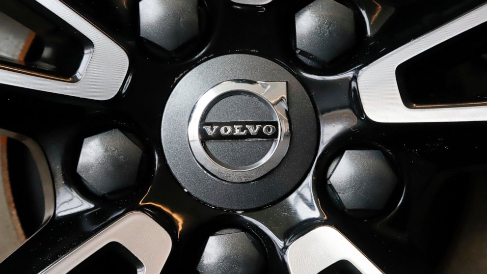 This is the Volvo logo on a wheel on a 2019 S90 T6 AWD Inscription automobile on display at the 2019 Pittsburgh International Auto Show in Pittsburgh Thursday, Feb. 14, 2019. Volvo is recalling nearly 260,000 older cars in the U.S. because the front 