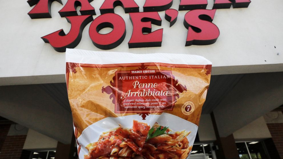 Trader Giotto's Penne Arrabbiata is shown in from of Trader Joe's Friday, July 31, 2020, in Salt Lake City. The popular grocery chain Trader Joe's says it won't be changing ethnic-sounding labels on its line of Mexican, Chinese and other internationa