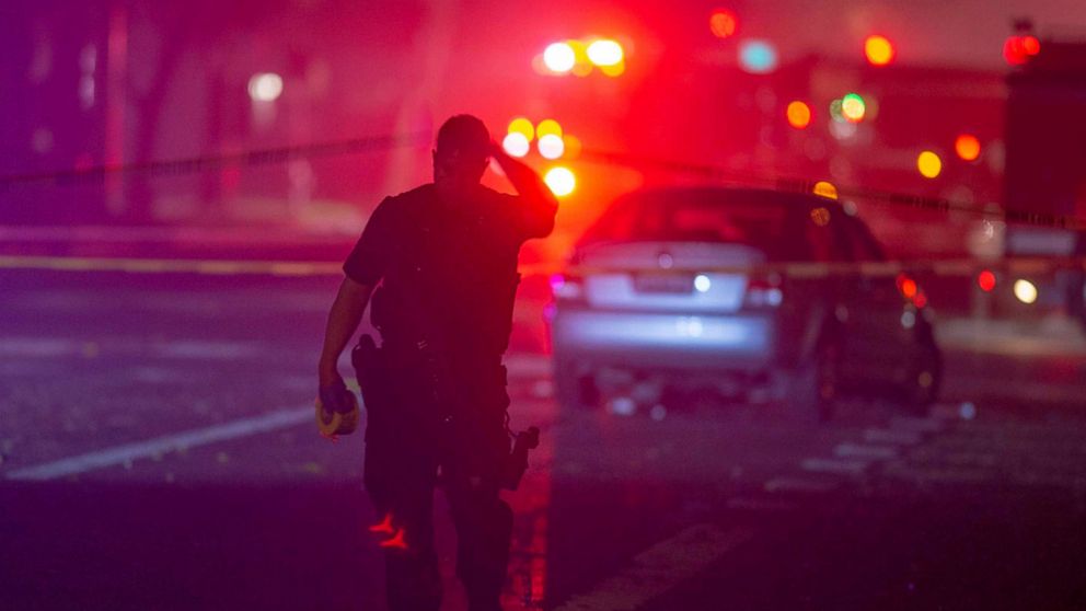 Davis Police closed the area near 5th and C streets in Davis, Calif., after a police officer was shot on Thursday, Jan. 10, 2019. A Davis police officer was shot Thursday night while responding to a traffic accident, and authorities cordoned off part