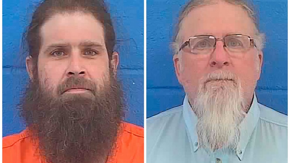 This combination of booking photos provided by Lincoln County Sheriff's Department show Brandon Case, left, and his father Gregory Charles Case on Feb. 1, 2022. The father and son were re-arrested Friday, Nov. 18 and have been indicted by a grand jur