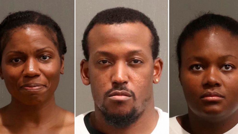 This combo of photos provided by the Metropolitan Nashville Police Department shows, from left, Edmee Chavannes, Rickey Williams and Bevelyn Williams, anti-abortion activists, are accused of posing as patients and entering a carafem reproductive heal