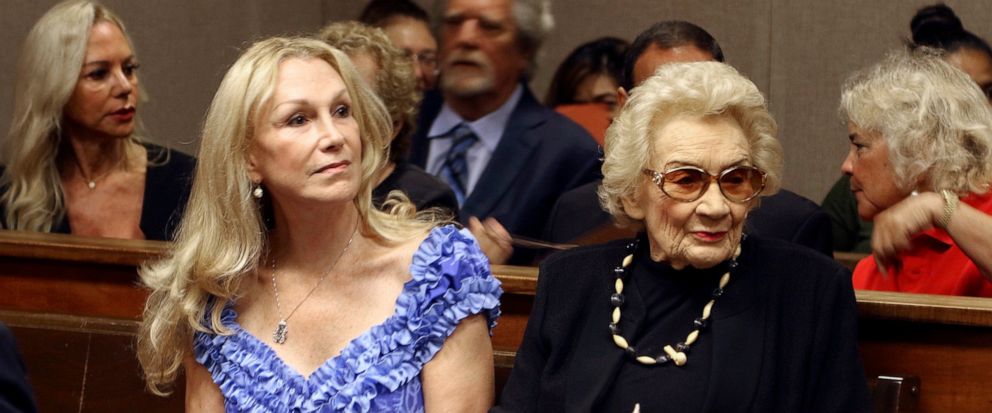 FILE - In the Sept. 10, 2018, file photo, Abigail Kawananakoa, right, and her wife, Veronica Gail Worth, appear in state court in Honolulu. A court hearing is scheduled Friday, Oct. 25, 2019 in a request for a guardian and conservator to manage the a