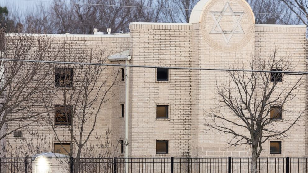 FILE - The Congregation Beth Israel synagogue is shown, Jan. 16, 2022, in Colleyville, Texas. Jewish leaders are calling for a strong turnout at worship services this weekend as a statement of defiance against growing antisemitism. The calls come aft