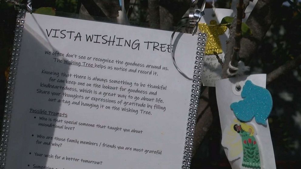 PHOTO: Directions on how to share a note on the Wishing Tree in Vista, California.