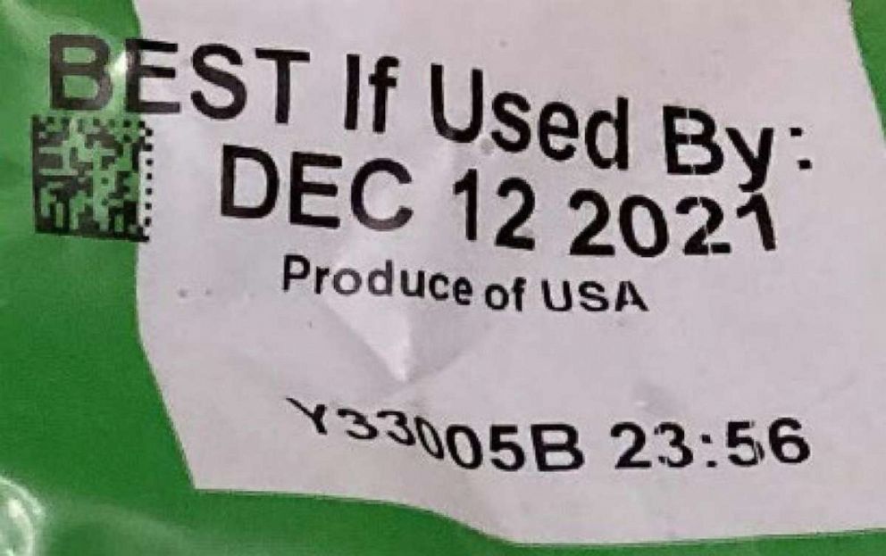 PHOTO: The product code from Yuma, Arizona plant for Dole recall released on Dec. 22, 2021.
