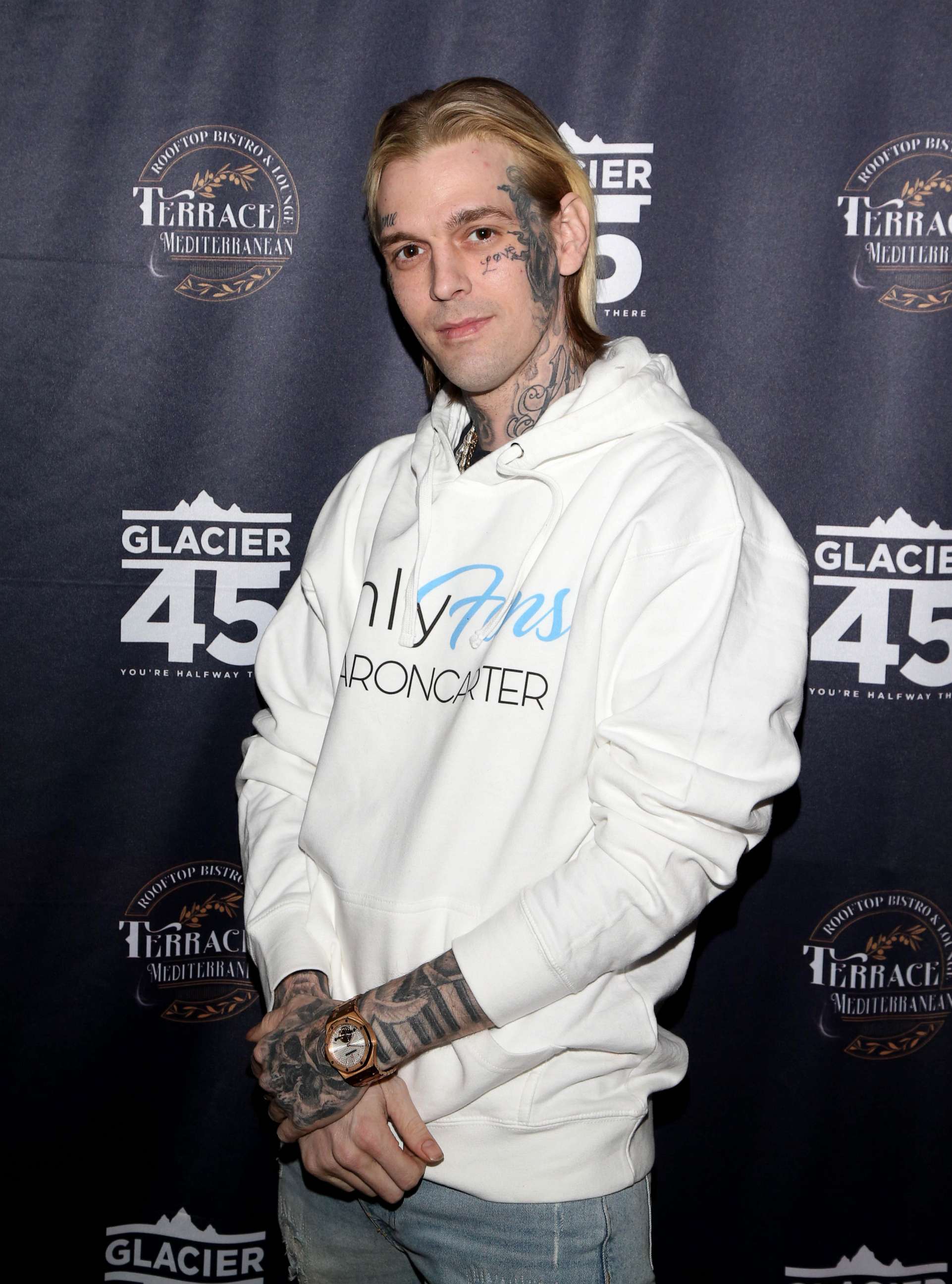 PHOTO: Aaron Carter arrives at Hustler Club on February 12, 2022 in Las Vegas.