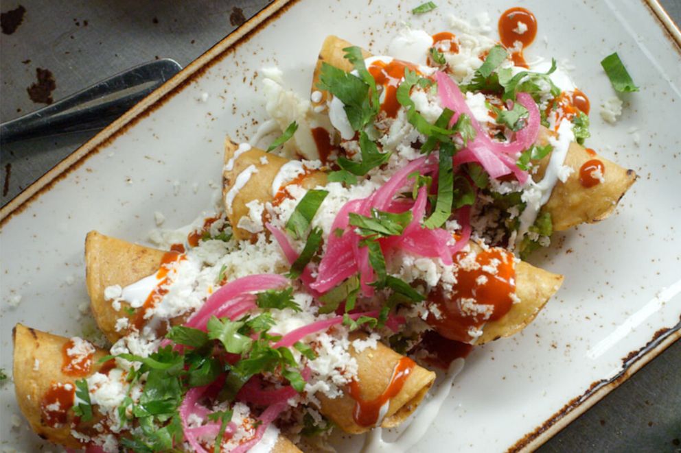 PHOTO: Aaron Sanchez's chicken flautas with abado and pickled onions